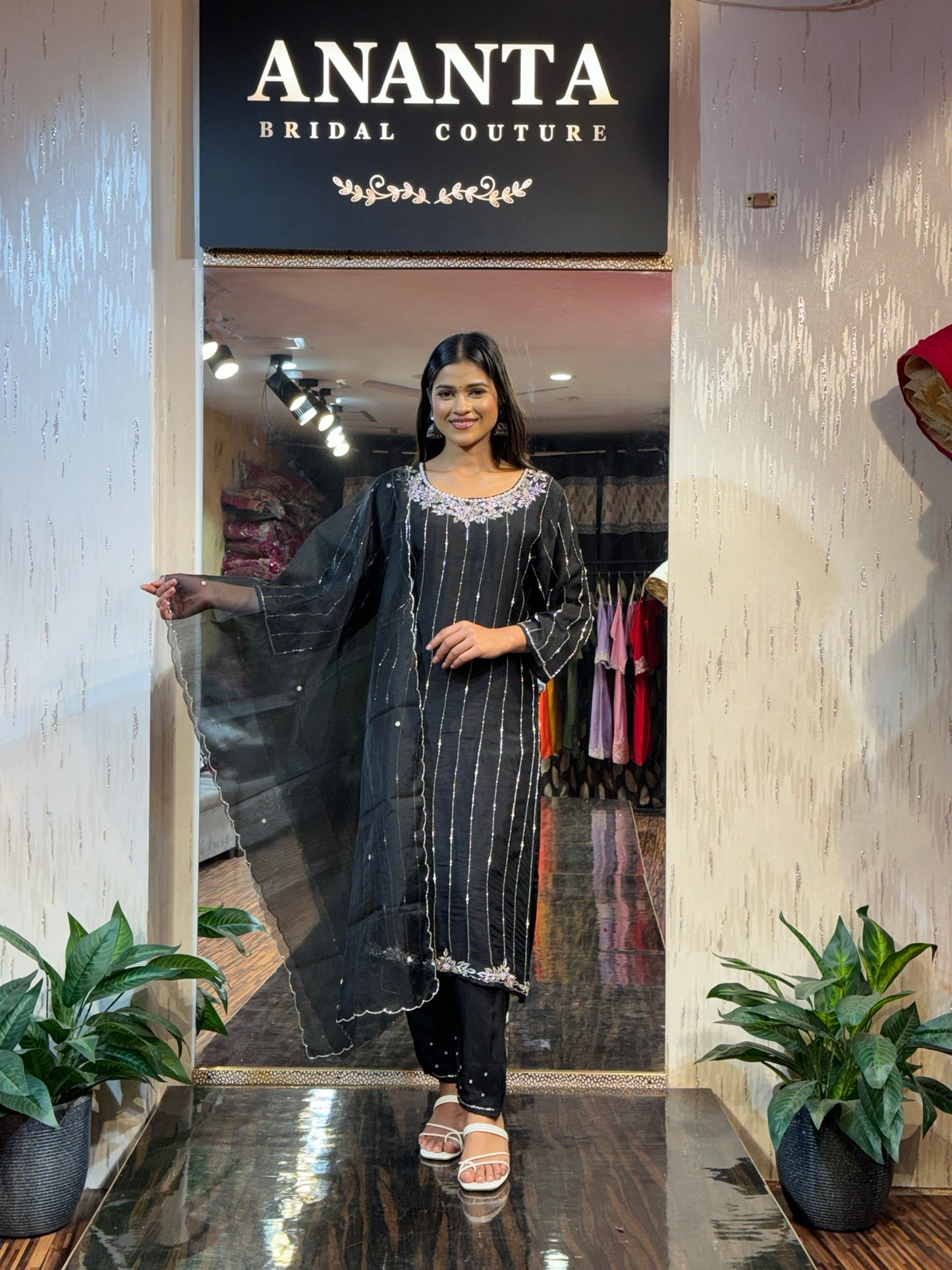 Ektara Hand Embroidered Black Suit Set
