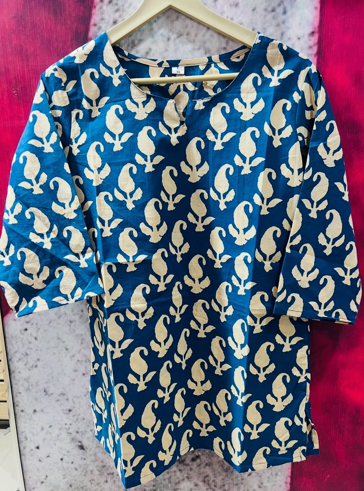 Block Print Designer Cotton Top for Women