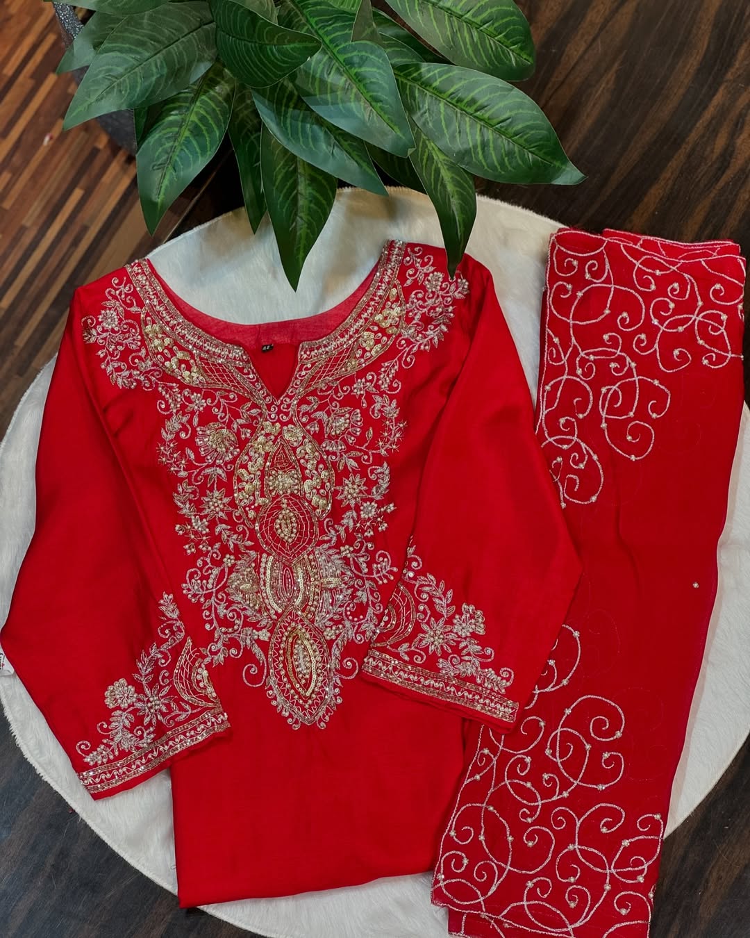 Aadhya Heavy Hand Embroidered Silk Suit Set