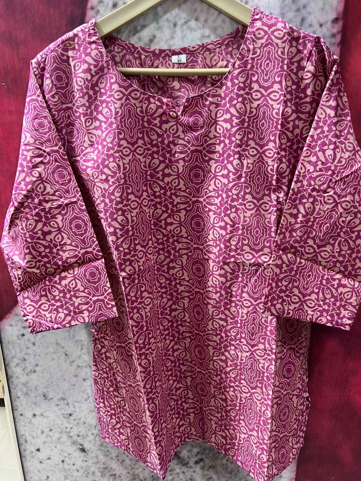 Floral Pink Designer Cotton Top for Women